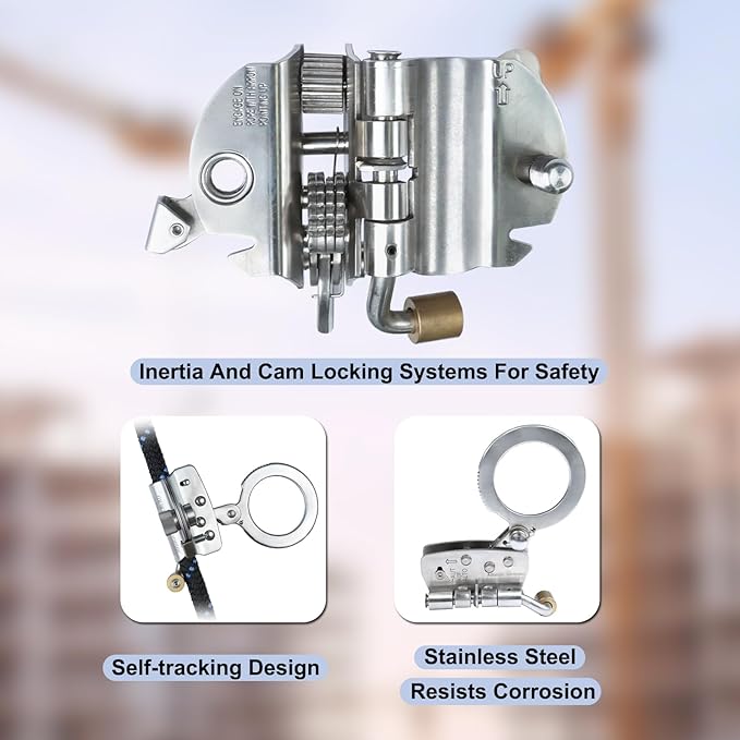 Stainless Steel Anti Panic Trailing Rope Grab, for 5/8" Rope Diameter Fall Protection