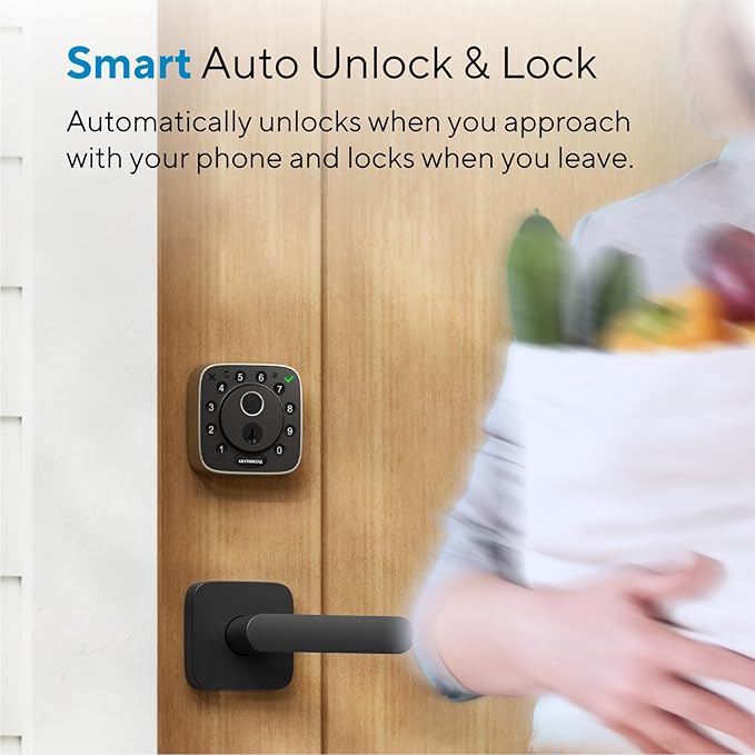 ULTRALOQ Bolt Fingerprint Smart Lock with Handle, Work with Apple Home, Built-in WiFi Front Door Lock Set, Biometric Deadbolt with Door Sensor, Remote Control, Auto Unlock, BHMA Certified