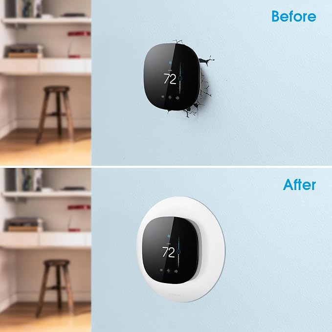 CaseBot Wall Plate for Ecobee3 Lite / Ecobee3 SmartThermostat, Practical Trim Kit, Easy Installation, Durable Polycarbonate Material, Stylish Design (White)