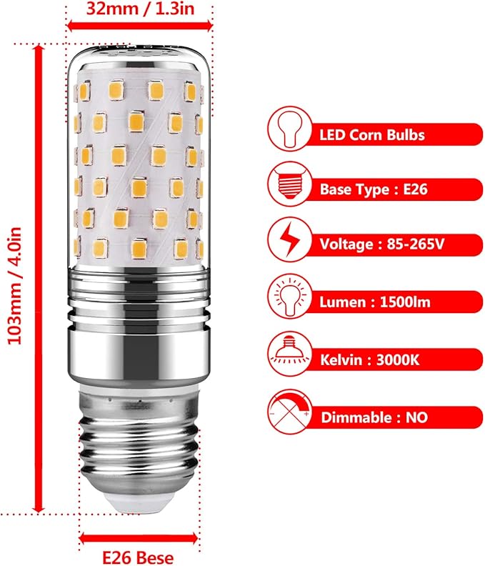 gezee 15W LED Cylindrical Bulb, 3000K(Warm White), E26 LED Light Bulbs 120 Watt Equivalent,1500lm, LED Chandelier Bulbs, Non-Dimmable LED Lamp(3-Pack)