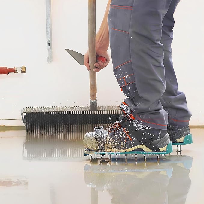 Self Leveling Concrete, Epoxy Floor Kit, Garage Floor Epoxy Kit Self Leveling Rake, Telescopic Pole, Floor Leveling Tools, Spike Roller for Self-Leveling, Spike Shoes for Epoxy Flooring