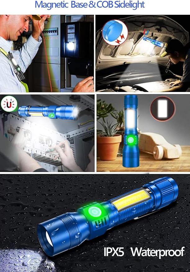 Black Light UV Flashlight Rechargeable, 3in1 Super Bright Tactical Flashlights LED UV Black Light &Redlight, 1500Lumen 7Modes, Zoomable, Waterproof Pocket Flashlight for Pet Stains Detection,Camping