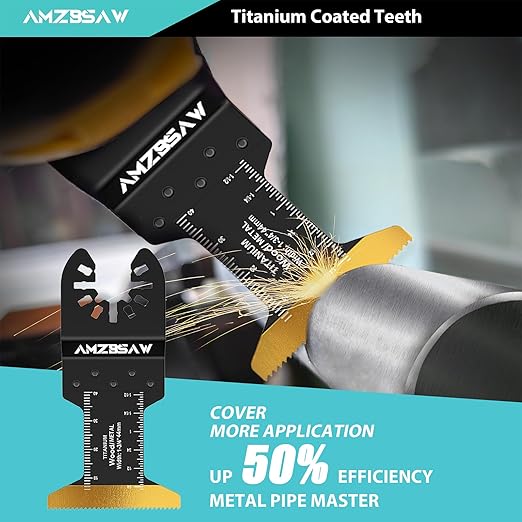 100PCS Titanium Oscillating Multitool Blades Metal Cutting, Multi Tool Blades Kits for Metal Nails Wood Plastic and Hard Material, Saw Blades Fit Milwaukee Ryobi Dewalt Bosch, 4 Types