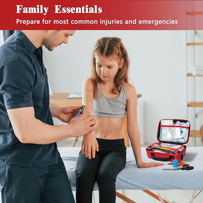 First Aid Kit 340 Piece, Premium Waterproof Hard Shell Medical Kit for Car, Home, Office, Travel, Camping, Sports, Outdoor, School - Emergency First Aid Supplies and Survival Kit