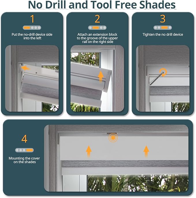 Motorized Blinds No Drill Automatic Blinds for Windows Cordless Roller Shades Electric Blind with Remote Control (White, 36 x 72)