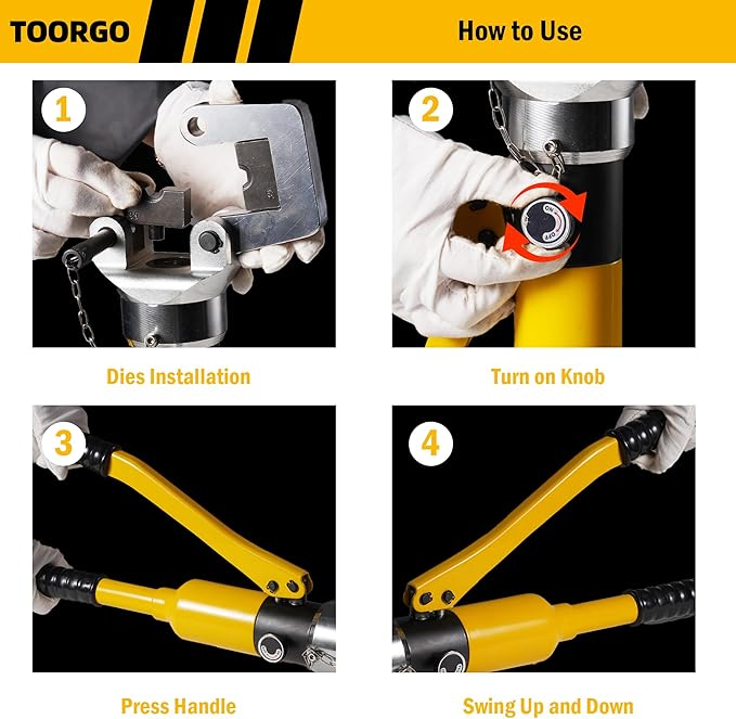 Cable Lug Crimping Tool, 6 AWG to 800 MCM Hydraulic Plier, 16 Ton Hand Crimping Tool for Wires, Terminal, Lug, Crimping Tool Kit with 12 Dies