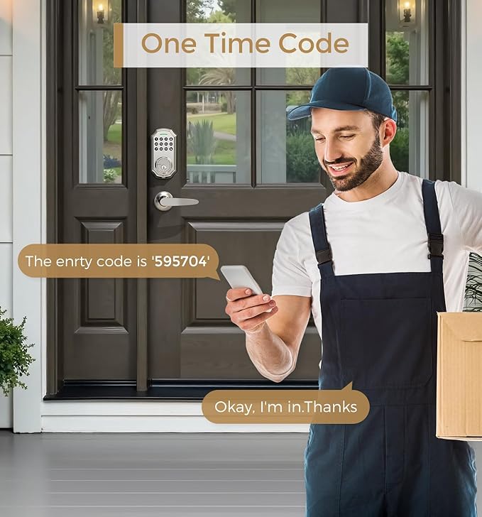 Smart Keyless Entry Door Lock with 2 Handle Set - 100 User Codes & One-Time Passcode - App Controlled Electronic Keypad - Auto-Lock Front Door - Easy Install