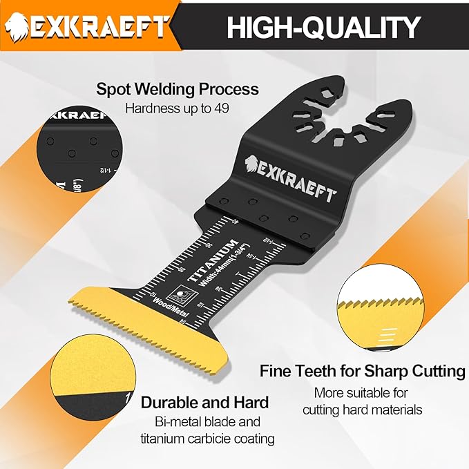 136 PCS Oscillating Tool Blade, Multi Tool Blades Kits with Sandpaper, Arc Edge & Titanium, Oscillating Saw Blades for Wood Metal, Universal Multitool Blades Fit Milwaukee, Ryobi