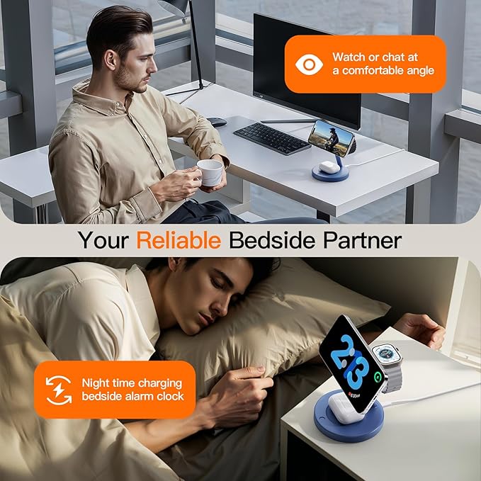 2025 3 in 1 Charging Station for Apple iPhone AirPods Watch with Mag-Safe Charger Wireless Charger Stand for iPhone 1716 15 14 13 12 Series AirPods iWatch Series - Gifts for Wife & Husband