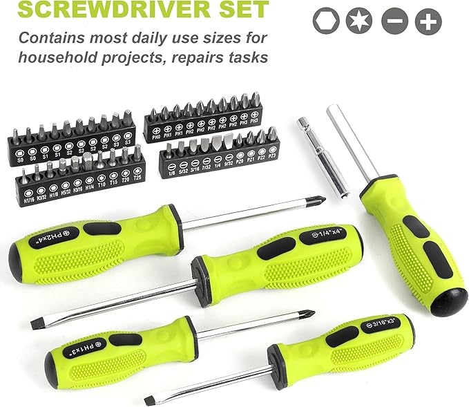 FASTPRO 225-Piece Household Tool Set, SAE & Metric Mechanics Hand Tool Set with Toolbox, Home/Auto Repairing Tool Kit for DIY, Home Maintenance and Car Repairing, Green