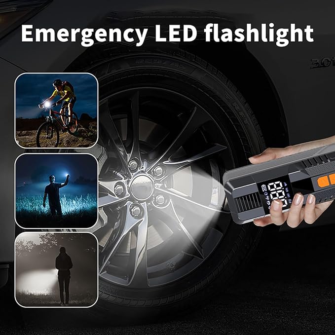 Tire Inflator Portable Air Compressor, 150 PSI Air Pump for Car Tires, 6000mAh Battery (P108-150PSI-LED)