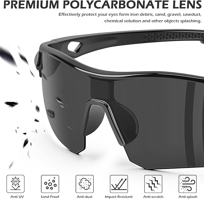 OXG 6 Pack Safety Glasses, Scratch Resistant Wraparound Lenses ANSI Z87.1 Protective Eyewear for Unisex