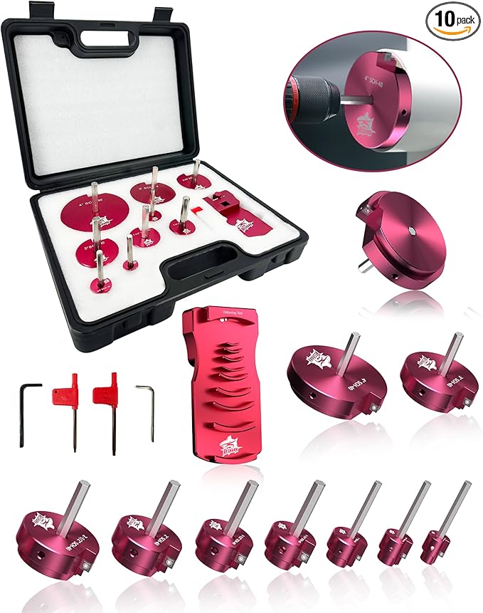 10 Pcs PVC Pipe Reamer Kit with 9 in 1 PVC Pipe Deburring Tool, Adjustable Chamfers, Plumbing Tools Compatible with 1/2 inch-4 inch for SCH40