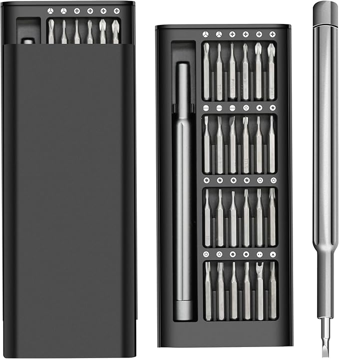 Multi Bit Magnetic Screwdriver Set Upgrade 24 In 1 Small Magnetic Screwriver Kit, Multi-purpose Repair Tool with Premium Quality Case for iPhone,iPad, Computer,Laptop (Black)