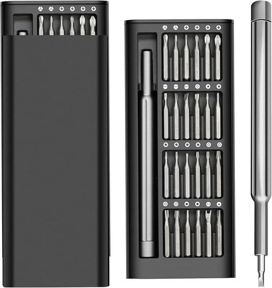 Multi Bit Magnetic Screwdriver Set Upgrade 24 In 1 Small Magnetic Screwriver Kit, Multi-purpose Repair Tool with Premium Quality Case for iPhone,iPad, Computer,Laptop (Black)