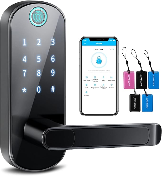 TTLock Smart Lock - Bluetooth Enabled Fingerprint & Touchscreen Keyless Entry Auto Lock for Front Door, Office, Apartment, Garage