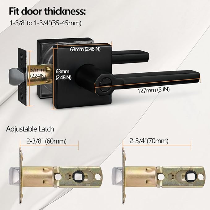 Bed/Bath Room Door Lever for Privacy Bathroom and Interior Door Door Lock Handle in Aged Matt Black, HD1601-DB-BK-1P