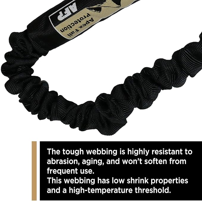 AFP 6FT Double Leg Internal Shock Absorbing Safety Fall Protection Lanyard with Dual Aluminum Pelican Rebar & Steel Snap Hook | Heavy-Duty Webbing | OSHA & ANSI Rated (Aluminum)