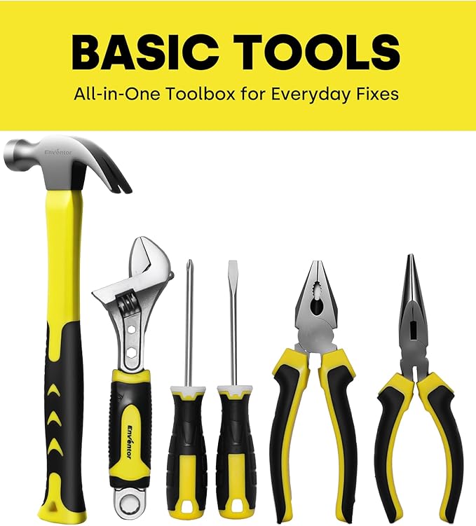 Enventor Tool Set, 220-Piece Home Tool Kit with Toolbox, Wrench and Hand Tools for Home Repairs, Auto Maintenance, DIY & General Use,Household Repair Tools for Men & Women