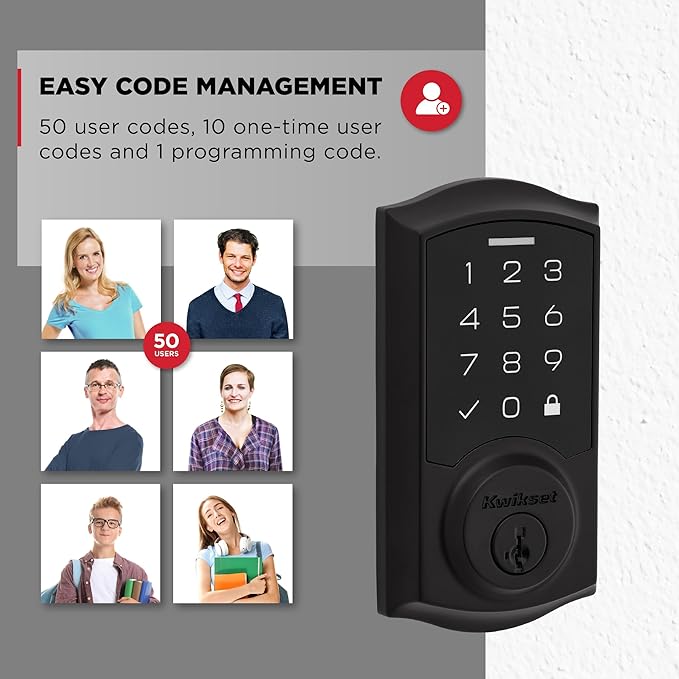 Kwikset SmartCode 270 Keyless Entry Electronic Touchpad Deadbolt Door Lock with Auto-Lock, Custom User Codes, Advanced Security in Matte Black Traditional