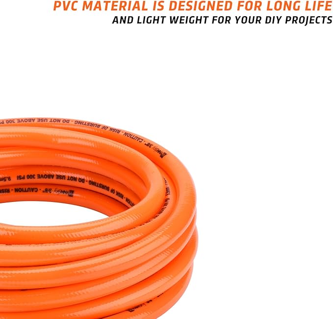 WYNNsky 3/8" X 25ft PVC Air Compressor Hose Kit With 17 Piece Air Tool and Air Compressor Accessories Kit