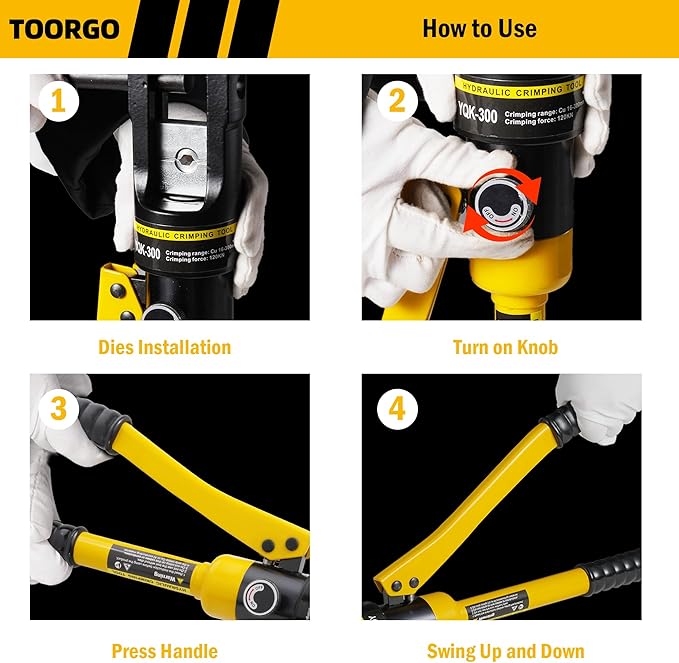 Cable Lug Crimping Tool, 6 AWG to 600 MCM Hydraulic Plier, 16 Ton Hand Crimping Tool for Wires, Terminal, Lug, Crimping Tool Kit with 11 Dies