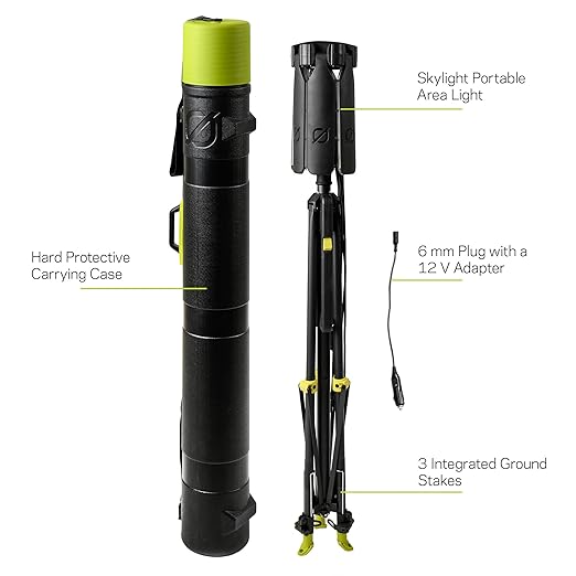 Goal Zero Skylight – 6000-Lumen Portable Telescoping LED Light Provides 300’ of Lighting, Adjustable 4’-12’ Height –Use for Camping, Tailgating, Outdoor, Work & Jobsite