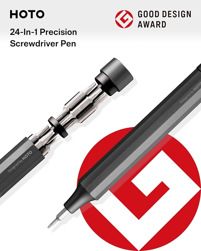 HOTO 24 in 1 Multi Bit Mini Screwdriver Set Magnetic, Manual Precision Screwdriver Set, EDC Pen Screwdriver for Eyeglasses, Electronics, Watches, Phones, Laptops, Cameras, Slate Grey