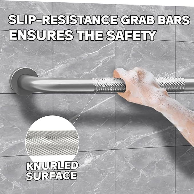 Shower Grab Bar for Seniors 12'' Stainless Steel Safety Grab Bars for Bathtub and Shower Anti-Slip Grip Shower Handle