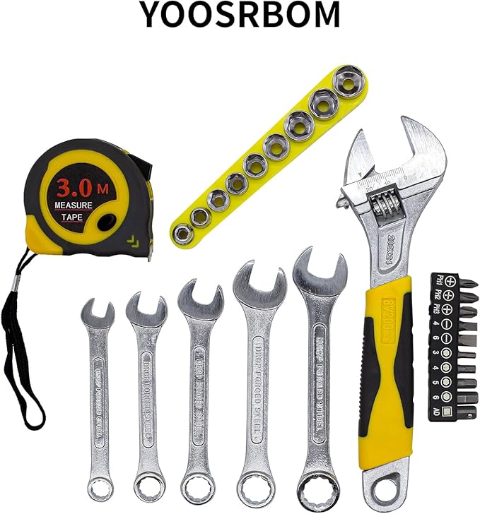 168 piese Professional Household Hand Tool Set with Plastic Storage Toolbox，Portable Complete Repair Tool Box for Home Maintenance and DIY Projects（14 * 10 * 3in）