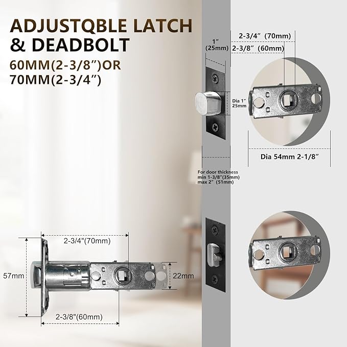 NEWBANG Left-Handed Matte Black Electronic Smart Handleset with Keypad Lock for Double Front Door（Keys Reserved）,MDHST2016DB-E-SET-LH