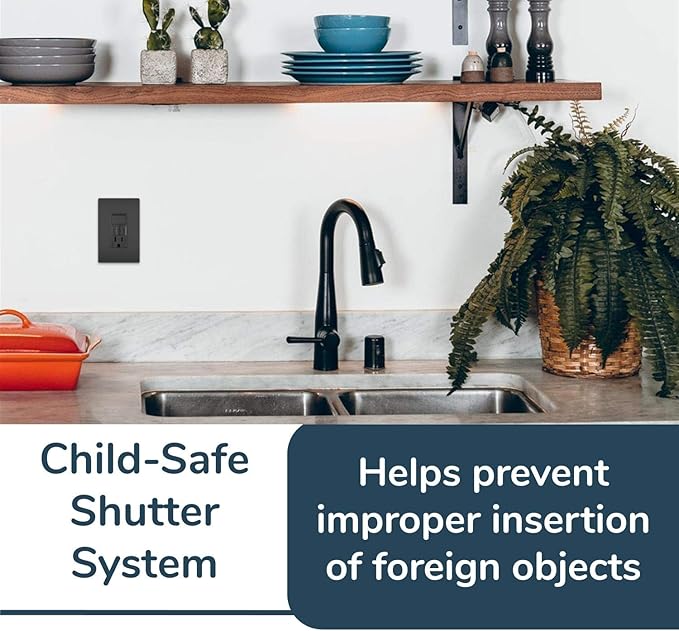 Legrand radiant 1597SWTTRBKCCD4 15 Amp Combination GFCI Self Test Tamper-Resistant Decorator Outlet with Single Pole Light Switch, Black (1 Count)