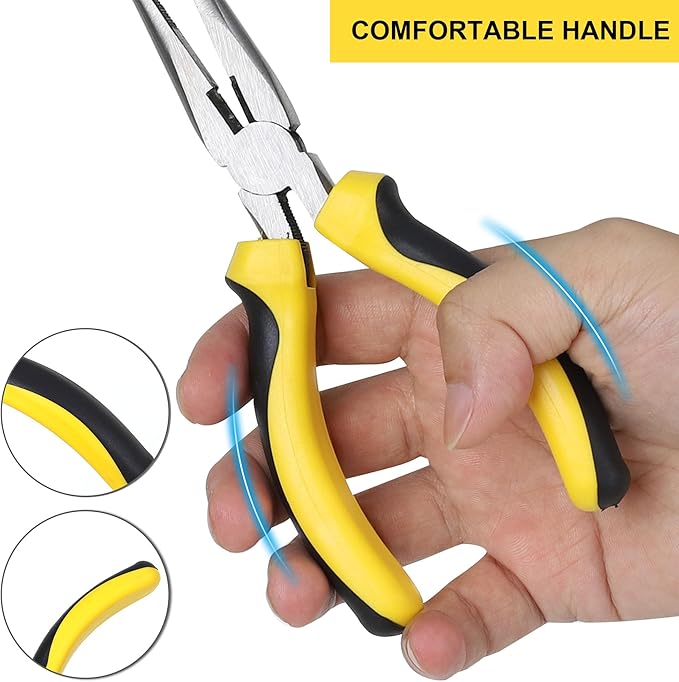 TOPLINE 5-Piece Pliers Set, Pliers Tool Set Included 8" Groove Joint, 7" Linesman, 6" Long Nose, 6" Slip Joint, 6" Diagonalfor Basic Home Maintenance