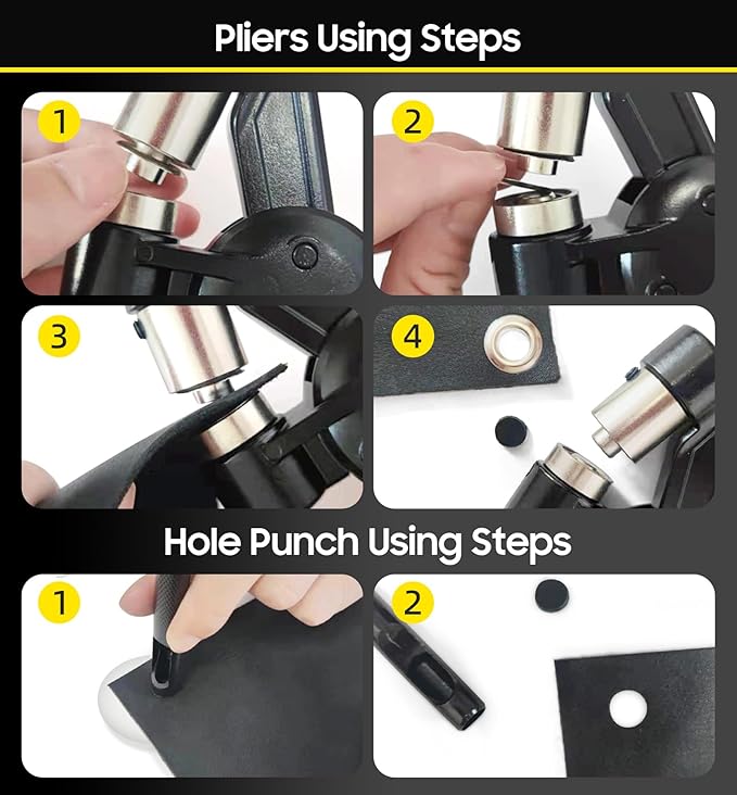 Grommet Tool Kit 1/2 1/4 3/8 Multi-Size Hole Punch, 600 Pcs Heavy Duty Grommets Tool Kit, Eyelets and Grommets for Tarps, Fabric Rings, Leather, Tents, Vinyl, Canvas and so on
