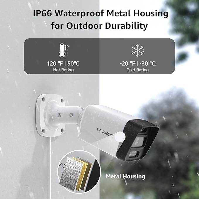 Wired Security Camera System, 8 Channel 5MP Lite CCTV Surveillance DVR Kit with 4 x 3MP Home AHD Security Camera Outdoor, IP66 Waterproof Metal Shell, Remote Access, Smart Detection,500G HDD