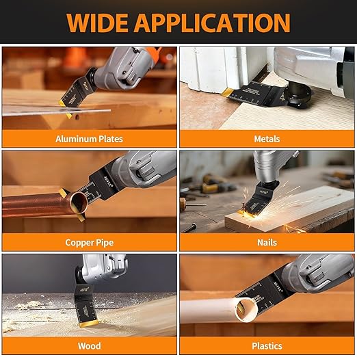 30PCS Oscillating Tool Blade, Professional Universal Titanium Multitool Blades for Wood Plastics Metal Nails, Quick Release Durable Multi Tool Blades Kits Fit Dewalt Milwaukee Ryobi Craftsman