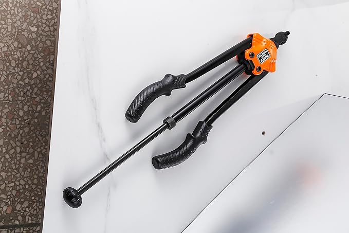 Rivet Nut Gun Professional Hand Tool Grip Lightweight, with 7 x Metric Mandrels 8 x SAE Mandrels 1 x Wrench Tool 1 x Pagoda Bit 100pcs Rivet Nuts and Sturdy Blow Moulded Carrying Case