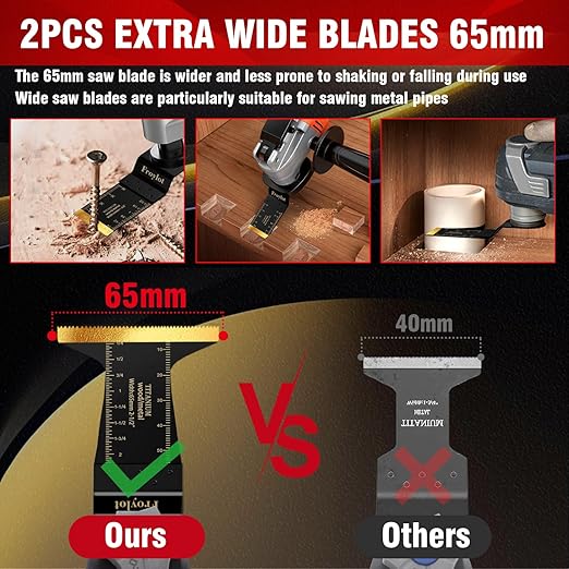 18PCS Titanium Oscillating Saw Blades Kits, 2X Speed Universal Multi Tool Blades for Metal, Cutting Wood, Nail, Plaster Wall, Blades for Multi-Tool Fit DeWalt Milwaukee Ryobi Rockwell Fein Makita