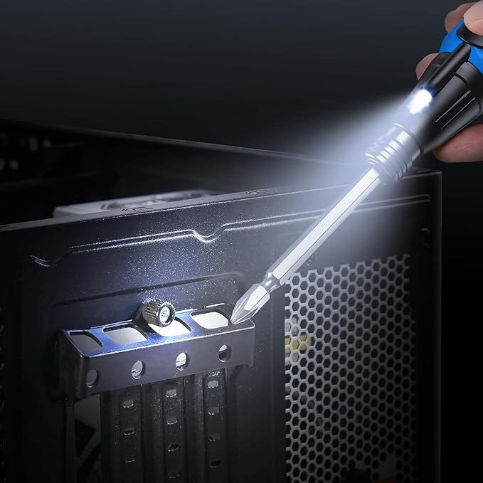 LOFICOPER Electric Screwdriver Set, Mini Cordless Screwdriver Kit with Bit Holders, LED Work Light, USB Charging Cable, for Phones, PC, Glasses, Small Projects, Blue