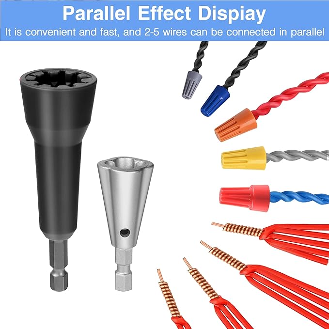 Wire Nut Twister,with 2pcs Bit Holders 1/4" Socket,Hex Shank Screwdriver Bit Holder,Wire Twisting Tool,Wire Nut Twister for Electrical Power Drill,Wire Twister for Quick Twisting Cable