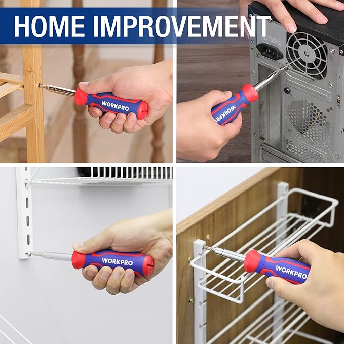 WORKPRO 15-in-1 Multi-bit Screwdriver Set Tool All in One, Portable Multi-purpose Screw-driver, Slotted/Philips/Torx/Square