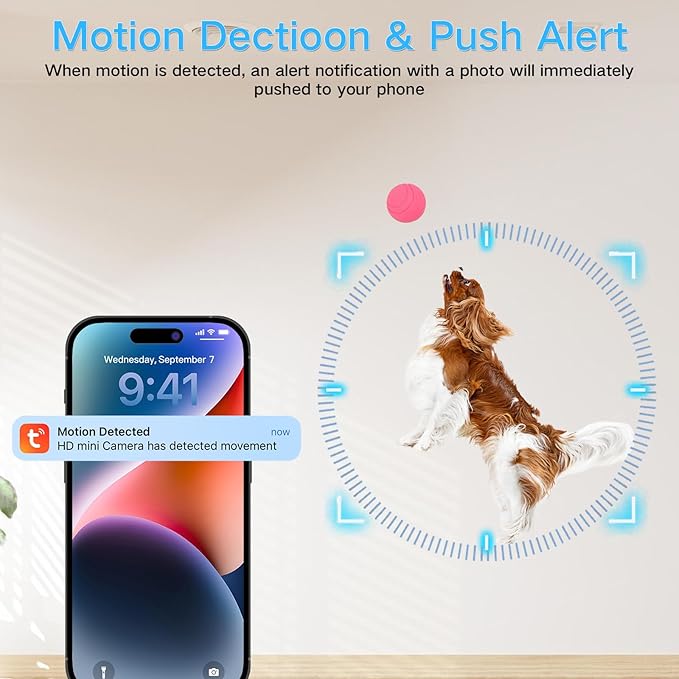 WiFi Indoor Security Camera with Clock Wireless 1080P HD Nanny Cam with Night Vision, Motion Detection Surveillance Cameras for Home, Pets, Office