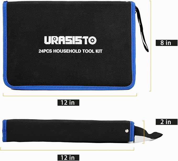 24-Piece Household Tool Kit for Men Repair Hand Tool Set Bag with Hammer, Screwdriver,Pliers, Wrench set with Storage Bag