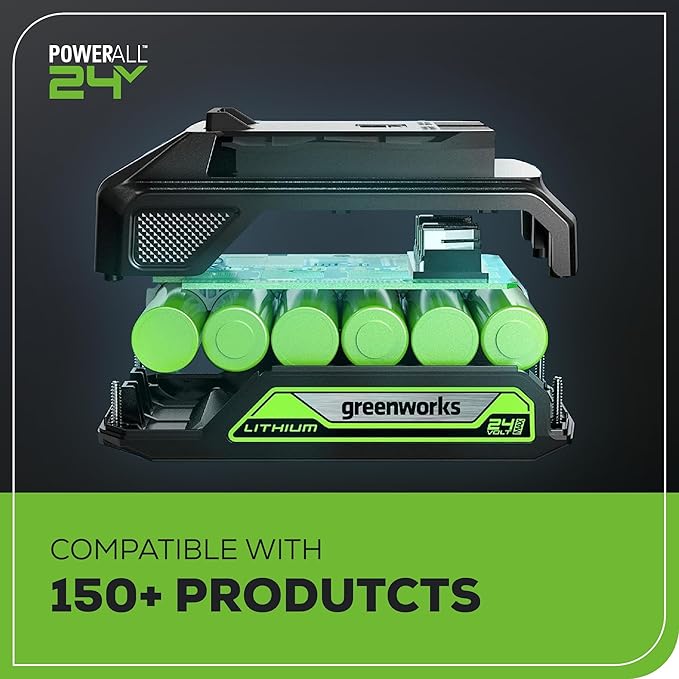 Greenworks 24V Brushless 1/2" Hammer Drill (Metal Chuck / 530 in.-lbs. / 20+3 Clutch / LED Light) + 5 PC Drill Bits, 2.0Ah Battery and Charger Included