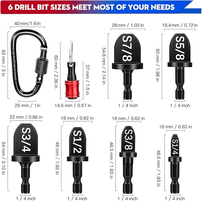 13 Pcs Swage Tool HVAC Repairing Set With Bit Holder, Air Conditioner Copper Tube Expander Swaging Tool Drill Bit, Soft Copper Pipe Swager, 1/4'', 3/8'',1/2'',5/8'',3/4'',7/8'' Swedge HVAC Tool Kit