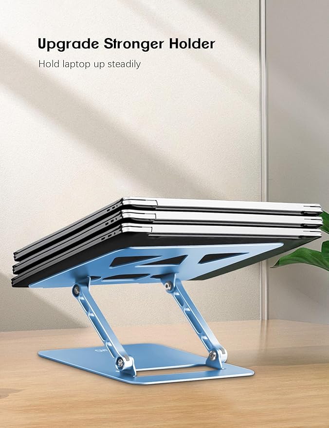 Adjustable Laptop Stand for Desk,Portable Laptop Stand Holder and Riser,Foldable Aluminum Notebook Computer Stands for MacBook Air Pro HP Lenovo Dell Samsung Chromebook, 10-15.6 inch, Sky Blue
