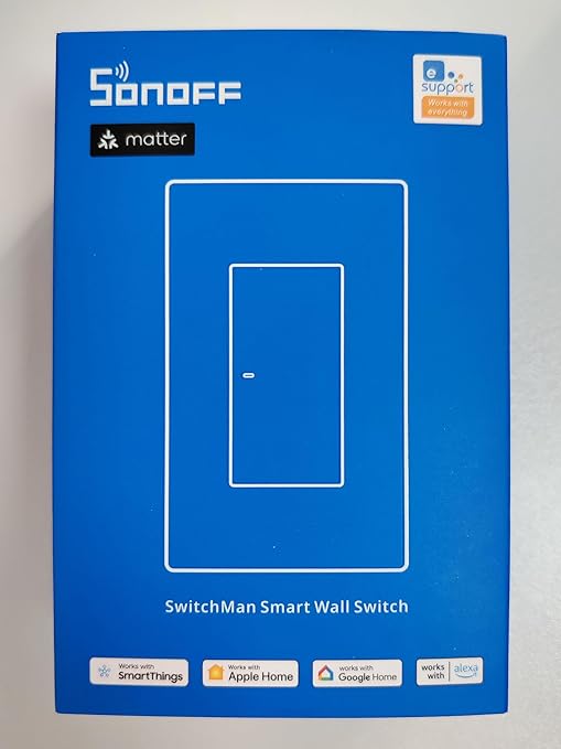 SONOFF Matter Smart Light Switch, 2.4GHz WiFi Light Switch, Neutral Wire Required Interruptor Inteligente, Alexa Light Switch Compatible with Alexa and Google Home, 1 Gang M5-1C-120W