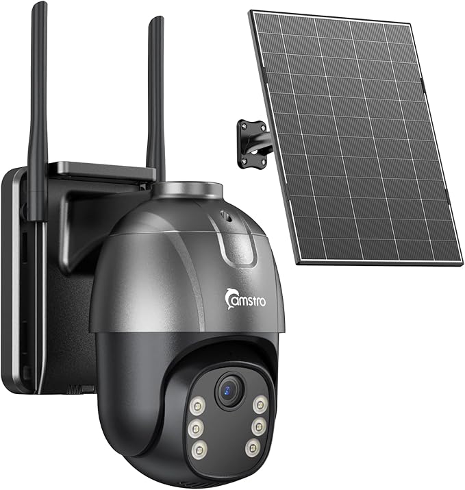 4G LTE Cellular Security Camera Wireless Outdoor, No WiFi 24H Continuous Recording, 2K Solar Powered Cam, Pan and Tilt, AI Tracking Detection, 32G Local Storage(Included), Color Night Vision