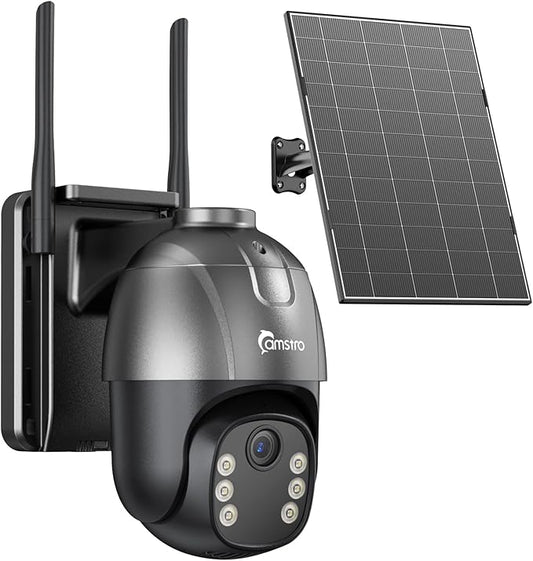 4G LTE Cellular Security Camera Wireless Outdoor, No WiFi 24H Continuous Recording, 2K Solar Powered Cam, Pan and Tilt, AI Tracking Detection, 32G Local Storage(Included), Color Night Vision