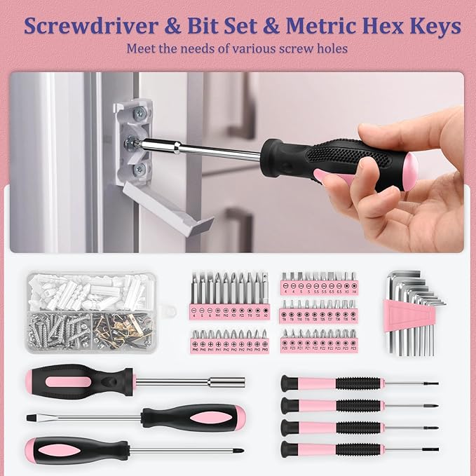 Sundpey Home Tool Kit 281-PCs - General Basic Home Auto Repair Tool Kits - Complete Portable Hand Tool Sets for Women - Tool Box Set with Socket Wrench Set & Screwdriver Sets & Hex Key & Pliers